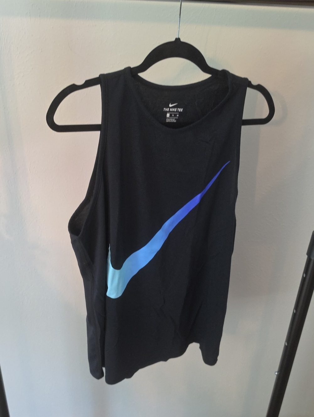 Nike Black Tank Top with Blue Gradient Swoosh